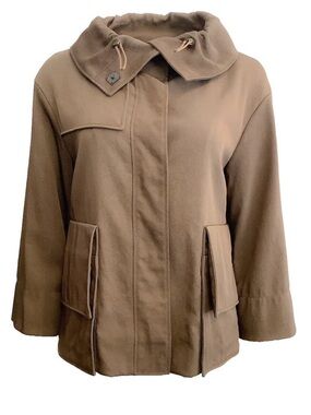 Akris Punto Brown Funnel Collar 3/4 Sleeve Twill Jacket